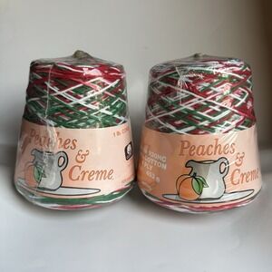 2 Peaches & Creme Large 1lb Cone 4 Ply 100% Cotton Discontinued 138‎ Mistletoe